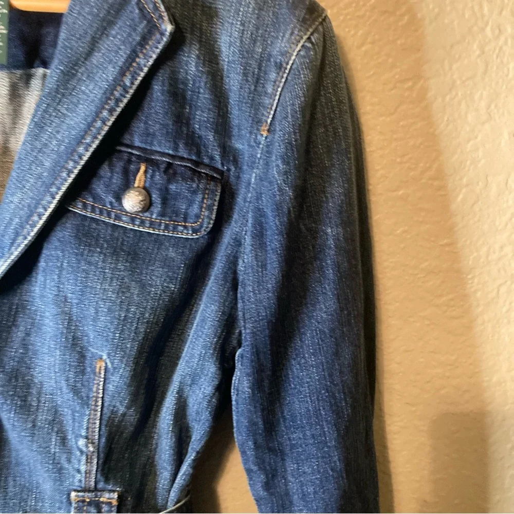 Lauren Ralph Lauren VTGE‎ Y2K Size Medium Denim Belted Blazer Jacket Button - Picture 6 of 15